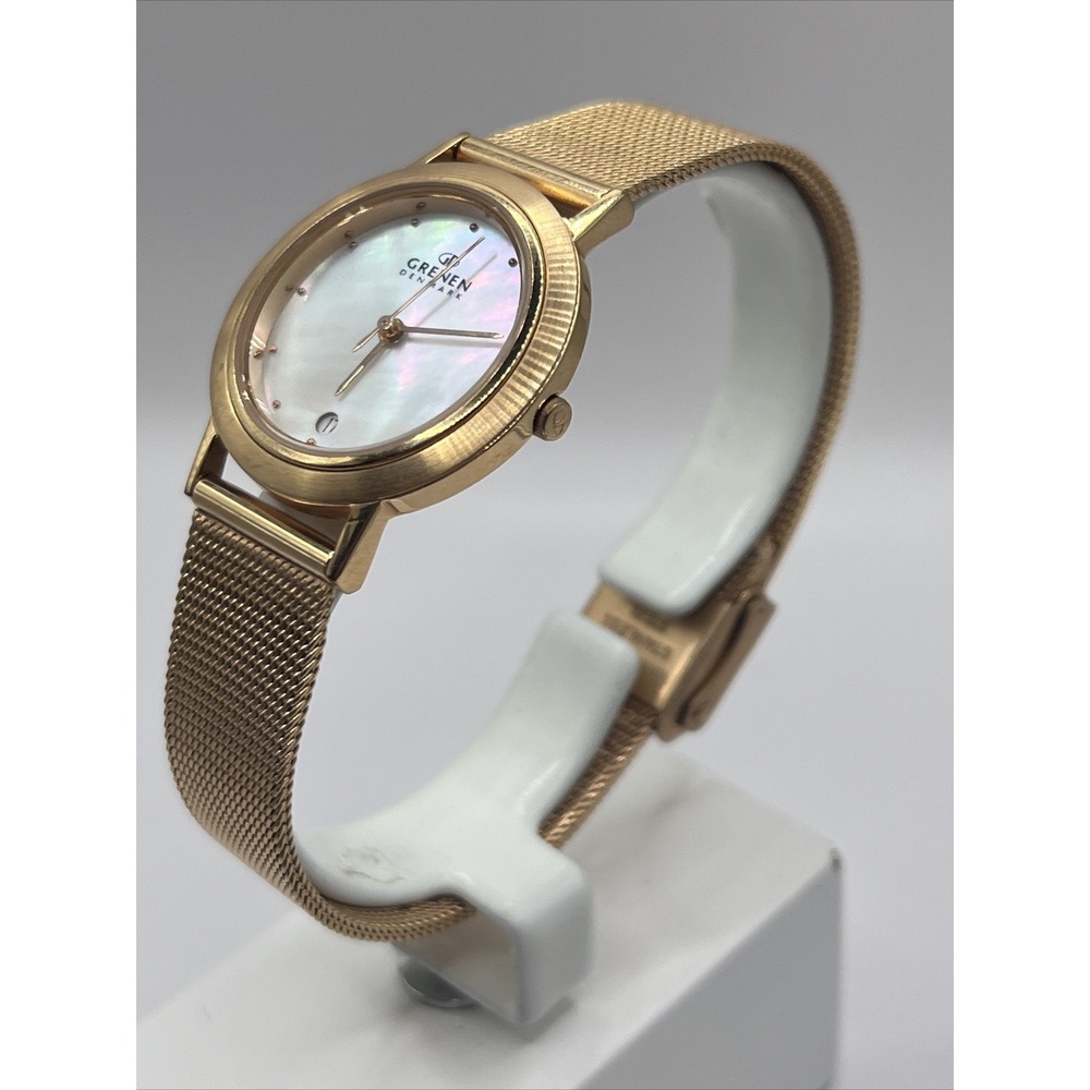 Grenen Denmark Slim Women's Watch MOP Dial Rose Gold Band- New Battery - Picture 2 of 7